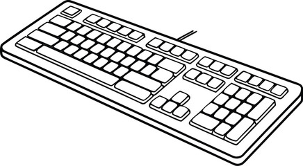 Computer Keyboard Vector &ndash; Technology Outline Illustration