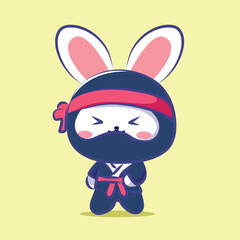 Adorable Rabbit Ninja in Black Outfit