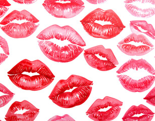 Watercolor Kiss Marks in Red