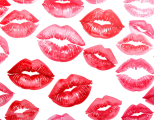 Watercolor Kiss Marks in Red