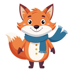 Obraz premium Fox with Scarf Vector Cartoon Character 