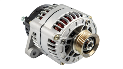 Automotive alternator isolated on transparent background