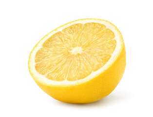 Fresh lemon half cut isolated on white.