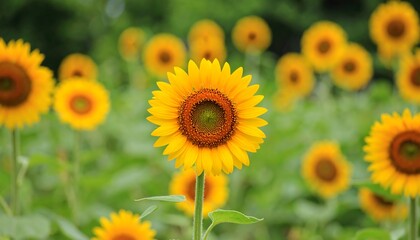 Obraz premium Sunflowers blooming in a field