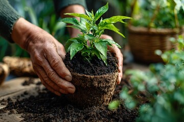 hands planting a plant