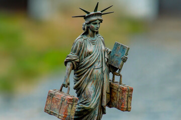 Statue of Liberty sadly fleeing New York