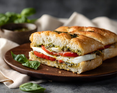 Caprese Focaccia with Tomato, Mozzarella and Pest