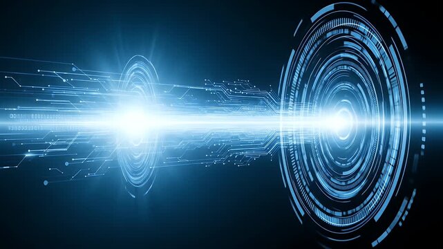 Digital tunnel with binary code and circuit patterns