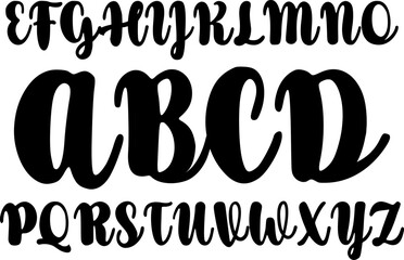 Handwritten uppercase alphabet A–Z in bold script style. Decorative black letters in vector format on white background. Ideal for logos, posters, branding, and creative typography projects.