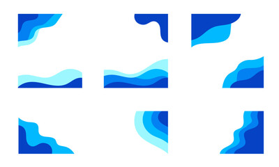 Blue wave corner accents abstract shapes background