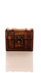 A rustic wooden treasure chest, a symbol of discovery and hidden potential, evoking the spirit of exploration and adventure celebrated on Columbus Day