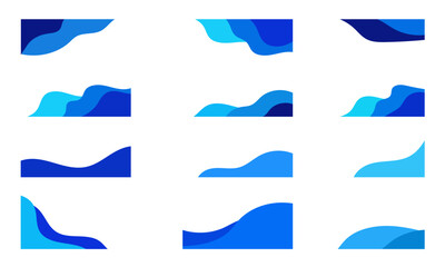 Blue abstract wave shapes on white background vector 1