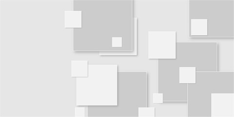 Abstract white and grey geometric overlapping square pattern, design of technology background with shadow. Cover or splash template photograph composition. Photograph composition.	
