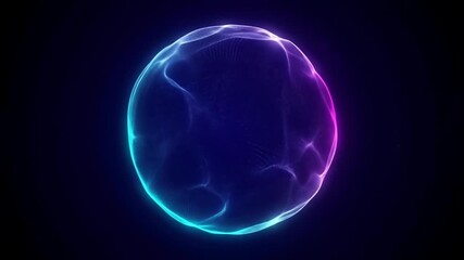 Abstract sphere of glowing, textured lines in vibrant neon colors against a dark background - Powered by Adobe