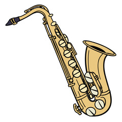 Illustration of a saxophone, perfect for adding a touch of musical flair to any design project