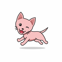 Vector cartoon character cute sphynx cat running