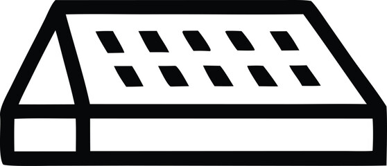 Simple outline icon of a greenhouse or seed tray with compartments for seedlings or plants suitable for gardening projects