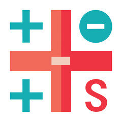 Set of basic mathematical operation symbols including plus minus and division