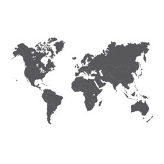 Global Map – Dark Gray Continents on Neutral Background