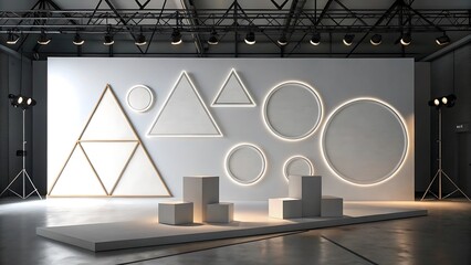 "Geometric shapes under diffused cinematic lighting in a high-end studio backdrop"