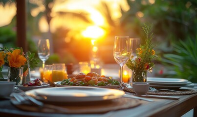 serene setting showcasing a balanced meal, focusing on mindful eating and the nutritional benefits of healthy foods that promote overall wellness and lifestyle balance, Generative AI