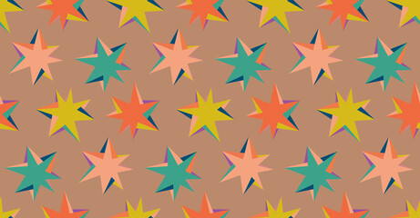 patrón de estrellas de colores sobre fondo marrón