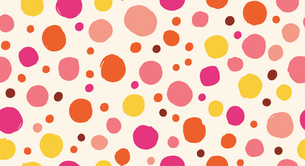 Seamless pattern with colorful dots on light background, for textile or paper design.