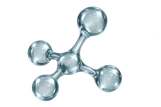 Glass molecule structure rotating on transparent background, great for science and technology concepts