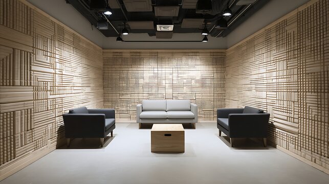 Acoustic treated podcast room with bass traps and dynamic microphones
