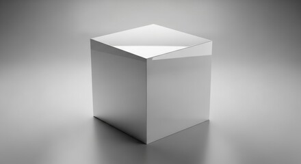 Contemporary glossy cube illuminated under smooth lighting environment