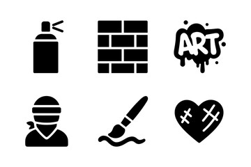 Urban art icons pack: spray paint, graffiti, and creative expressions