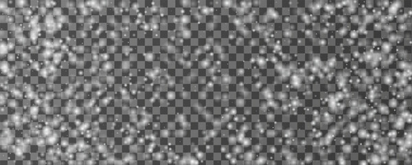 Snowfall. White snow falling on transparent background. Winter dust ice particles and snowflakes. Blizzard. Christmas and new year winter theme. Festive vector illustration for holiday decoration