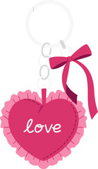 Pink Heart Love Keychain Illustration