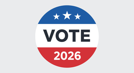 American vote button with blue white and red colors and stars
