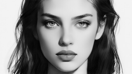 Piercing Eyes of a Young Woman in Pencil