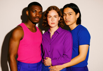 group in bisexual pride colors