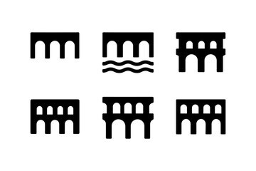 Naklejka premium Minimalist roman aqueduct icons collection for architectural design projects