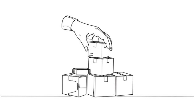 Hand placing boxes