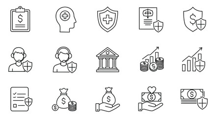 Financial icons and symbols for banking and investment concepts