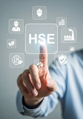 Touching H S E digital interface with safety icons