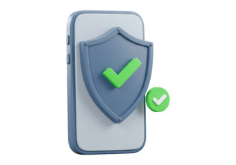 Smartphone Displaying Shield And Check Mark Icon Illustrating Protection And Security