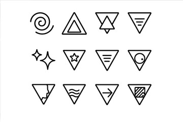 Abstract Icon Grid. Outline icon set of abstract filters: swirl, triangle, circle, square, sparkle, star,