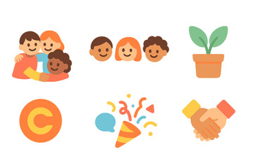 Fototapeta premium Playful Office Vibes. Flat vector mini-illustrations Workplace culture in colors children's illustrations: