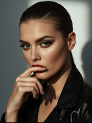 Portrait of a young woman with contemplative look