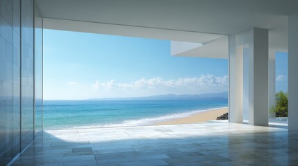 Fenetre: Architecture View from House overlooking the Zen Space of Beach and Sea