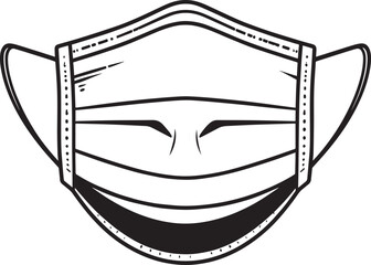 Dental Mask Silhouette | Black Vector Illustration