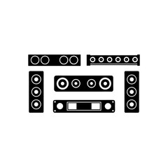 Obraz premium 6 different soundbar silhouette vector icons set