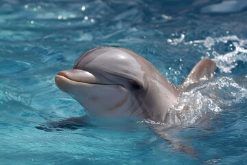 Obraz premium A cute, tame and spoiled giant dolphin