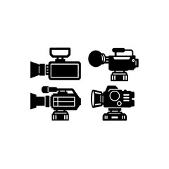 4 different video camera silhouette vector icons s