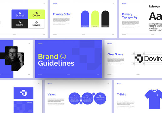 Modern Corporate Branding And Brand Identity Guideline Layout with Blue Accents